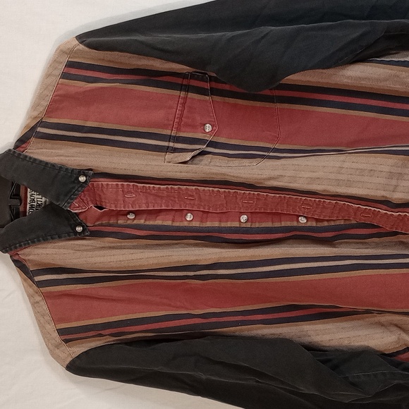 Vintage Cowboy Turtles Association 90's Striped Button Up Down Shirt Size Medium - Picture 2 of 6